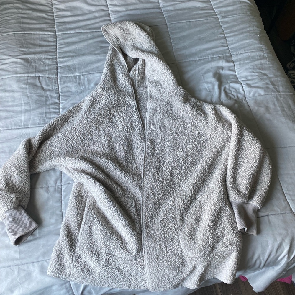 fuzzy hooded teddy jacket